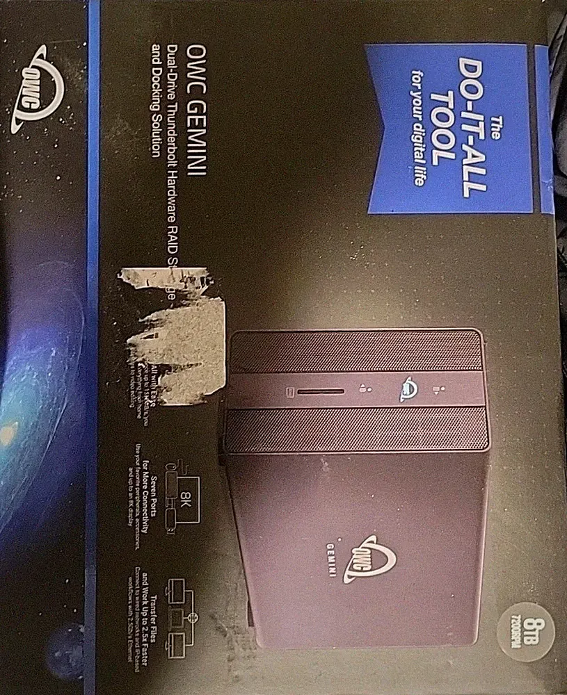 8TB OWC Gemini Thunderbolt (USB-C) Dock and Dual-Drive HDD RAID Storage